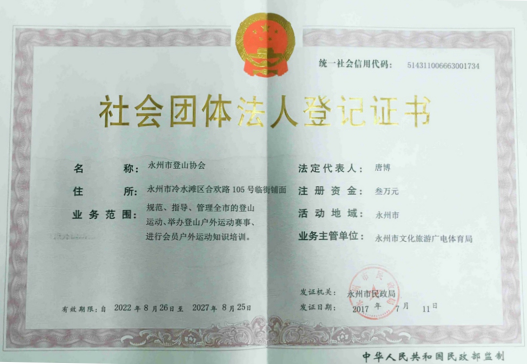 社会团体法人登记证书